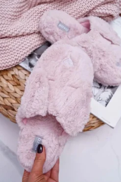 Hot Boto Kapcie Damskie SOXO Puchate Pieski z Uszami Różowe