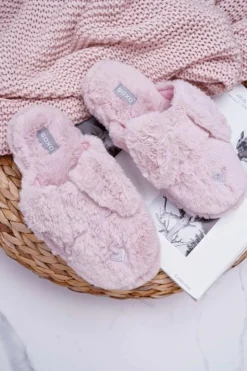 Hot Boto Kapcie Damskie SOXO Puchate Pieski z Uszami Różowe