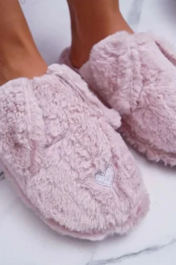 Hot Boto Kapcie Damskie SOXO Puchate Pieski z Uszami Różowe