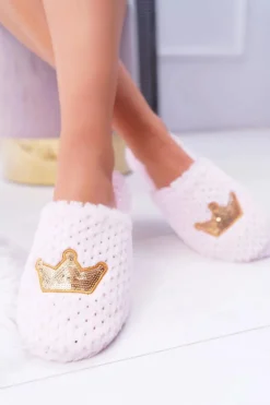 Boto Kapcie Klasyczne*Kapcie Damskie SOXO Złota Korona Różowe