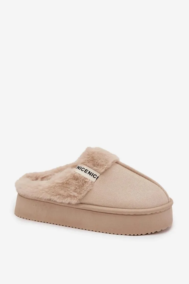 Boto Kapcie Damskie Z Futerkiem Jasnobeżowe Parisse Beżowy