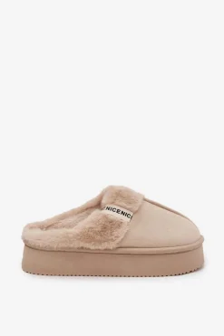 Boto Kapcie Damskie Z Futerkiem Jasnobeżowe Parisse Beżowy