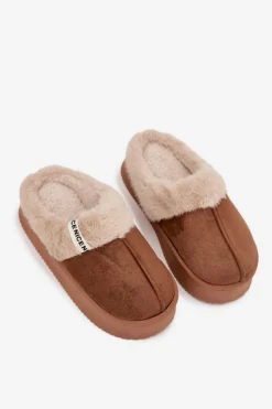 Damskie Boto Kapcie Damskie Z Futerkiem Brązowe Parisse