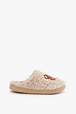 New Boto Kapcie Damskie Z Futerkiem Typu Baranek I Misiem Beżowe Temiena