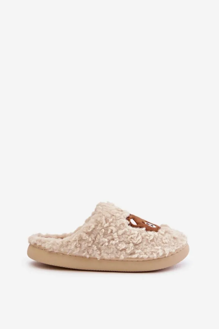 New Boto Kapcie Damskie Z Futerkiem Typu Baranek I Misiem Beżowe Temiena