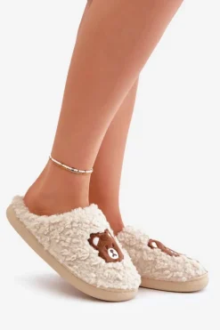 New Boto Kapcie Damskie Z Futerkiem Typu Baranek I Misiem Beżowe Temiena