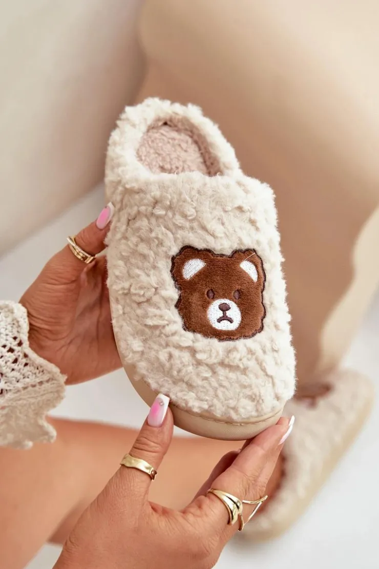 New Boto Kapcie Damskie Z Futerkiem Typu Baranek I Misiem Beżowe Temiena