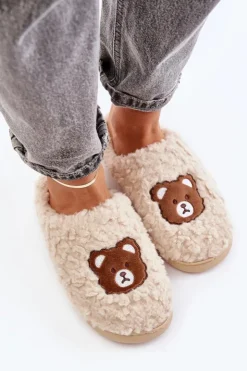 New Boto Kapcie Damskie Z Futerkiem Typu Baranek I Misiem Beżowe Temiena