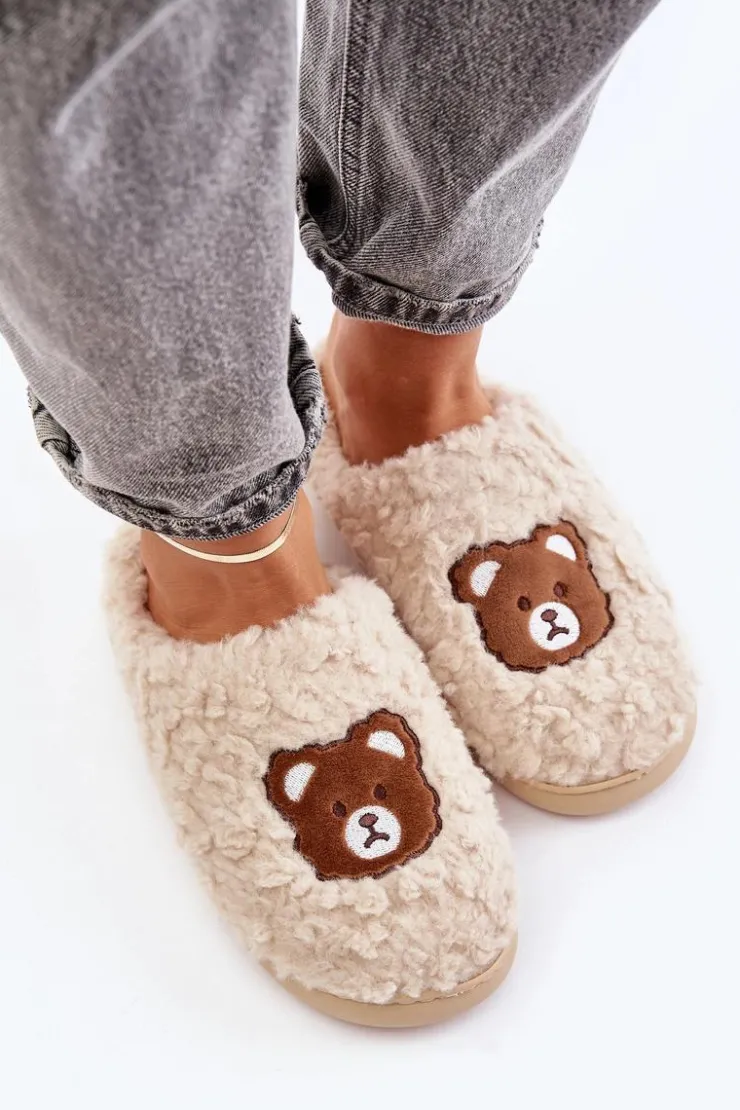 New Boto Kapcie Damskie Z Futerkiem Typu Baranek I Misiem Beżowe Temiena