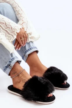 Damskie Boto Kapcie Damskie Z Futerkiem Czarne Vienitta