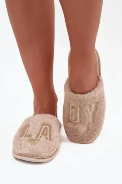 Buty damskie Vinceza Kapcie Klasyczne|Klapki Z Futerkiem*Kapcie Damskie Z Futerkiem LADY Vinceza 19958 Beżowe