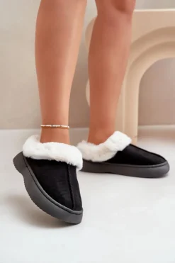 Damskie Boto Kapcie Damskie Z Futerkiem Czarne Zinntia
