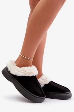 Damskie Boto Kapcie Damskie Z Futerkiem Czarne Zinntia