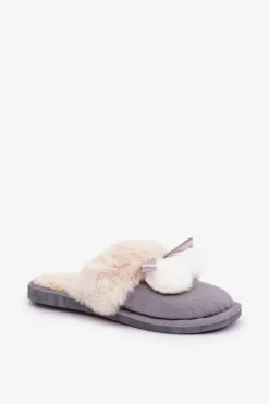 Boto Kapcie Klasyczne*Kapcie Damskie Z Futerkiem Szare Nartani Szary