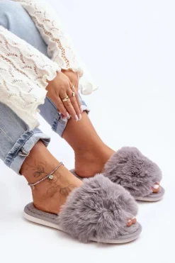 Sale Boto Kapcie Damskie Z Futerkiem Szare Vienitta