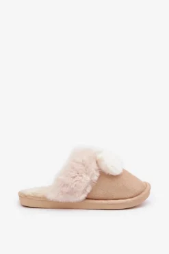 Damskie Boto Kapcie Damskie Z Futerkiem Beżowe Nartani