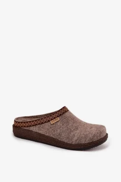 Damskie INBLU Kapcie Damskie Z Haftem NL000009 Ciemnobeżowe