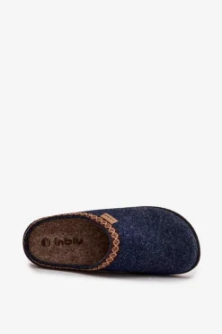 Discount INBLU Kapcie Damskie Z Haftem NL000009 Granatowe Niebieski