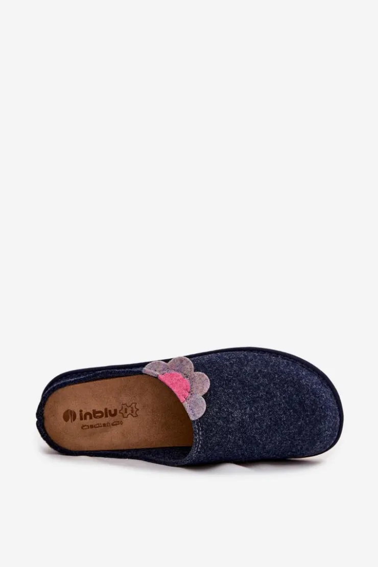 Damskie INBLU Kapcie Damskie Z Kwiatkiem CS000043 Granatowe