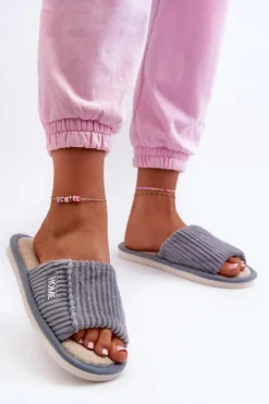 Damskie Boto Kapcie Damskie Z Przeszyciami Niebieskie Marique