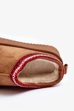 Damskie Boto Kapcie Na Grubej Podeszwie Z Eko Zamszu Brązowe Sylva