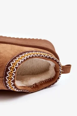 Boto Śniegowce Damskie|Kapcie Klasyczne*Kapcie Na Grubej Podeszwie Z Eko Zamszu Camel Sylva