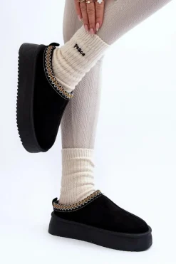 Best Boto Kapcie Na Grubej Podeszwie Z Eko Zamszu Czarne Sylva