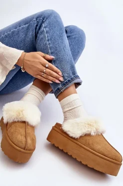 Damskie Boto Kapcie Śniegowce Damskie Na Grubej Podeszwie Camel Starlyn