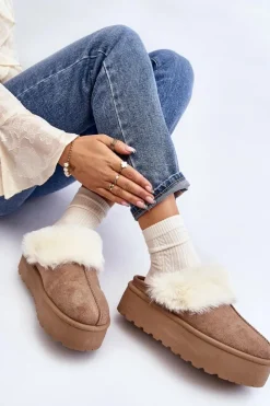 Damskie Boto Kapcie Śniegowce Damskie Na Grubej Podeszwie Khaki Starlyn