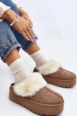 Damskie Boto Kapcie Śniegowce Damskie Na Grubej Podeszwie Khaki Starlyn