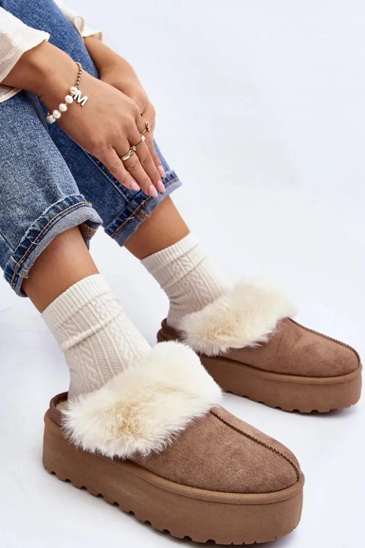 Damskie Boto Kapcie Śniegowce Damskie Na Grubej Podeszwie Khaki Starlyn