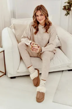 Damskie Boto Kapcie Śniegowce Damskie Na Grubej Podeszwie Khaki Starlyn