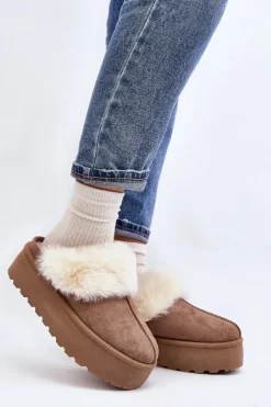 Damskie Boto Kapcie Śniegowce Damskie Na Grubej Podeszwie Khaki Starlyn