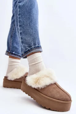 Damskie Boto Kapcie Śniegowce Damskie Na Grubej Podeszwie Khaki Starlyn