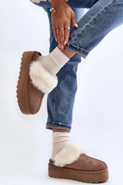 Damskie Boto Kapcie Śniegowce Damskie Na Grubej Podeszwie Khaki Starlyn