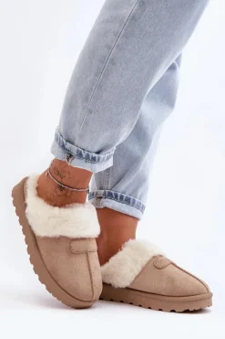 Boto Śniegowce Damskie|Kapcie Klasyczne*Kapcie Śniegowce Damskie Z Kożuchem Beżowe Villene