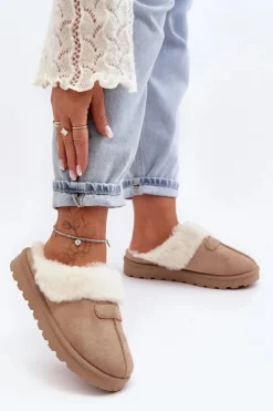 Boto Śniegowce Damskie|Kapcie Klasyczne*Kapcie Śniegowce Damskie Z Kożuchem Beżowe Villene