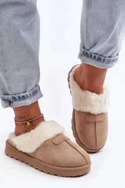 Boto Śniegowce Damskie|Kapcie Klasyczne*Kapcie Śniegowce Damskie Z Kożuchem Beżowe Villene