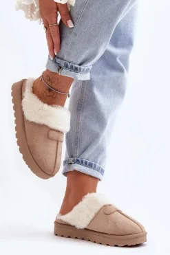 Boto Śniegowce Damskie|Kapcie Klasyczne*Kapcie Śniegowce Damskie Z Kożuchem Beżowe Villene