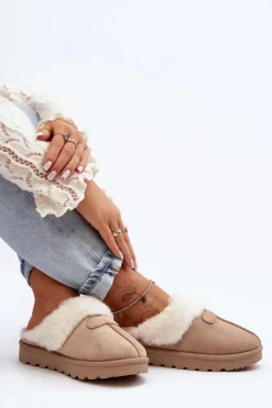 Boto Śniegowce Damskie|Kapcie Klasyczne*Kapcie Śniegowce Damskie Z Kożuchem Beżowe Villene