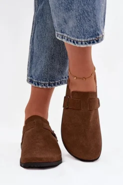 Boto Klapki Korkowe|Klapki Na Platformie*Klapki Chodaki Damskie i Na Platformie Z Klamrą Brązowe Selio Brązowy