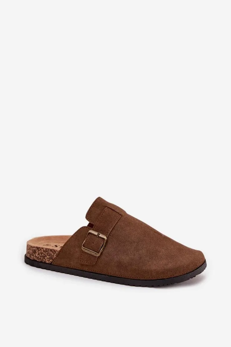 Boto Klapki Korkowe|Klapki Na Platformie*Klapki Chodaki Damskie i Na Platformie Z Klamrą Brązowe Selio Brązowy