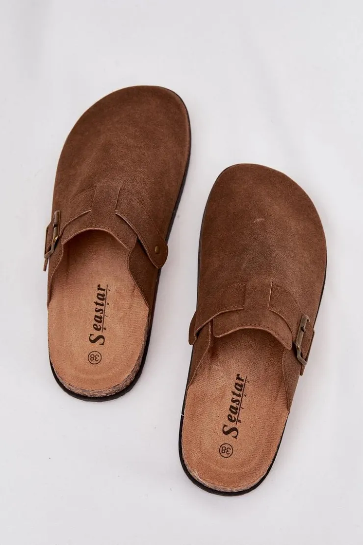 Boto Klapki Korkowe|Klapki Na Platformie*Klapki Chodaki Damskie i Na Platformie Z Klamrą Brązowe Selio Brązowy