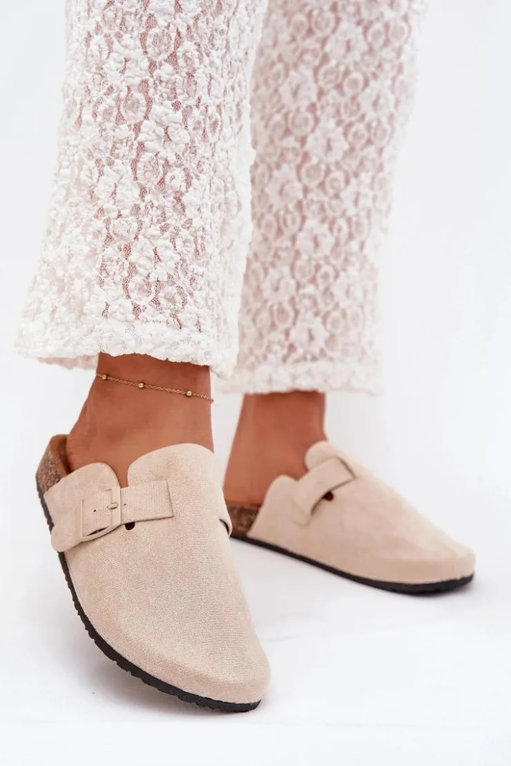 Boto Klapki Korkowe|Klapki Na Platformie*Klapki Chodaki Damskie i Na Korkowej Platformie Z Klamrą Jasnobeżowe Klarae