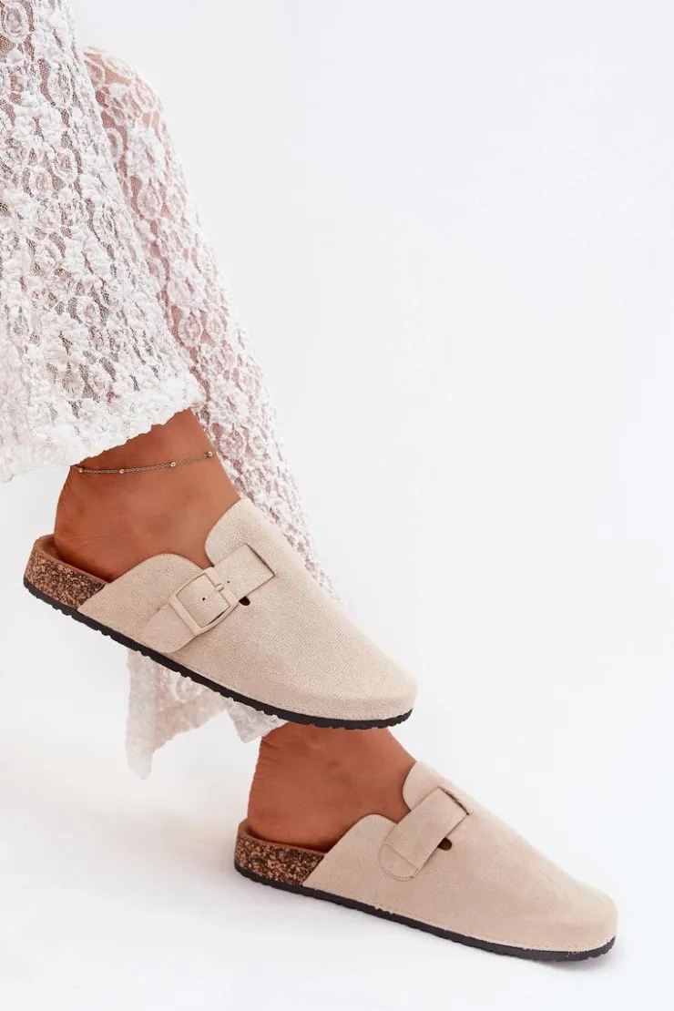 Boto Klapki Korkowe|Klapki Na Platformie*Klapki Chodaki Damskie i Na Korkowej Platformie Z Klamrą Jasnobeżowe Klarae