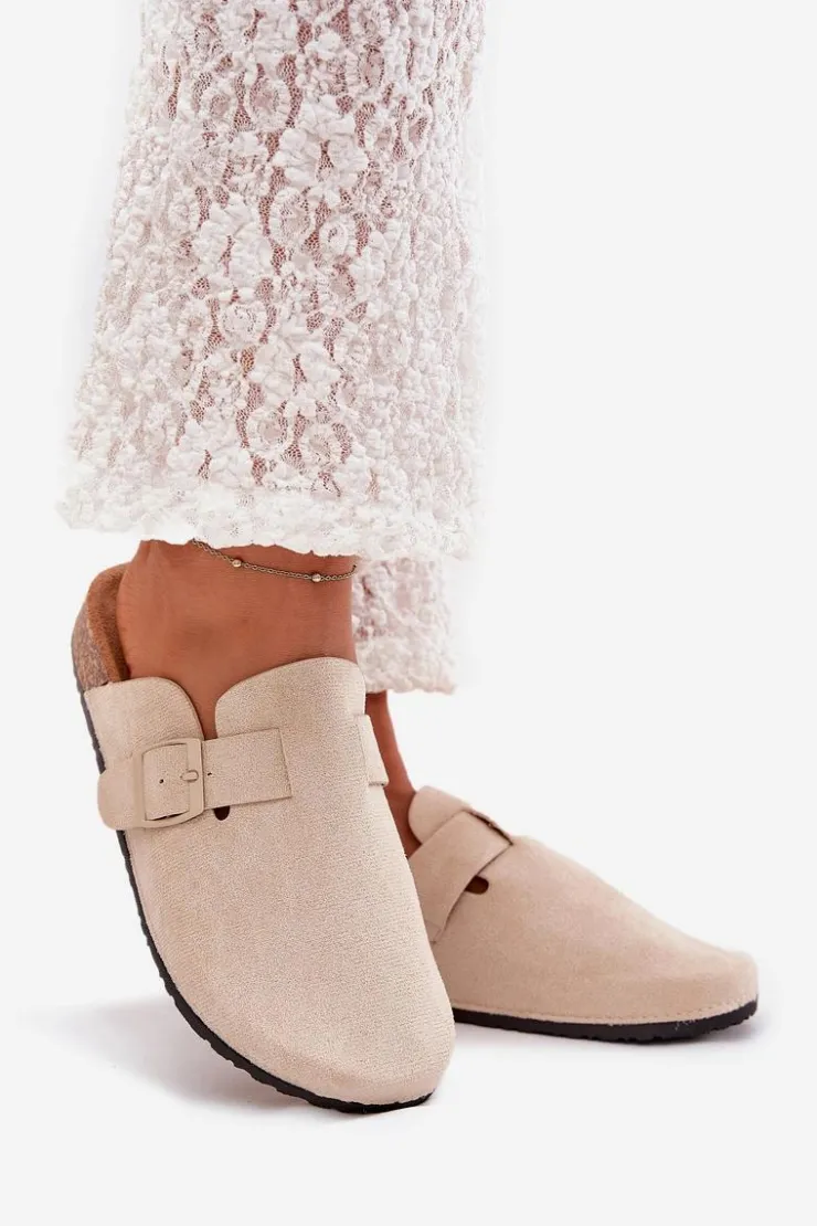 Boto Klapki Korkowe|Klapki Na Platformie*Klapki Chodaki Damskie i Na Korkowej Platformie Z Klamrą Jasnobeżowe Klarae