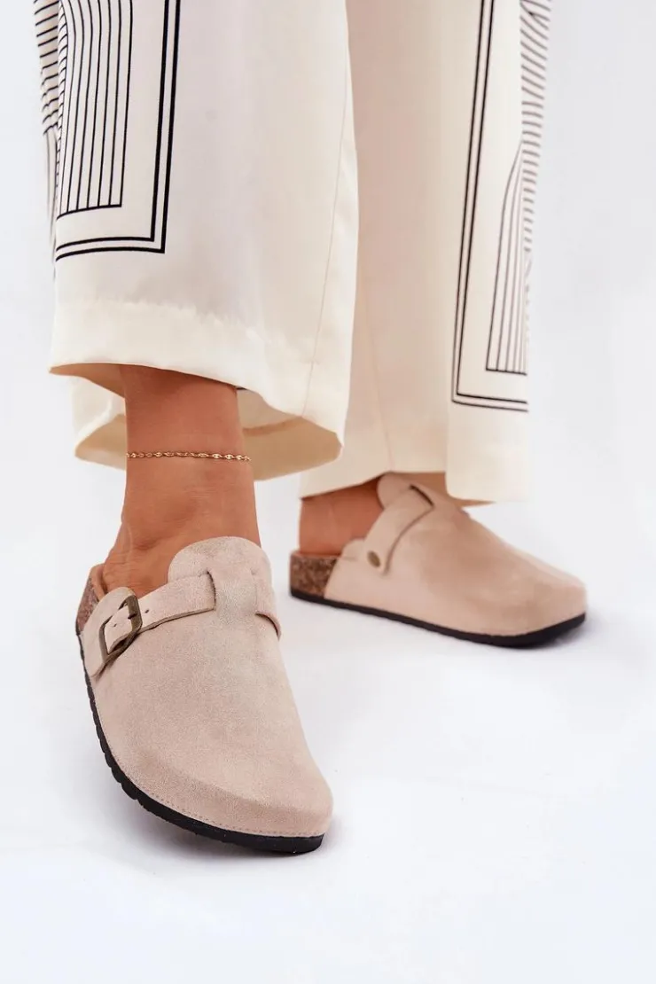 Damskie Boto Klapki ChodakI Damskie i Na Platformie Z Klamrą Beżowe Selio