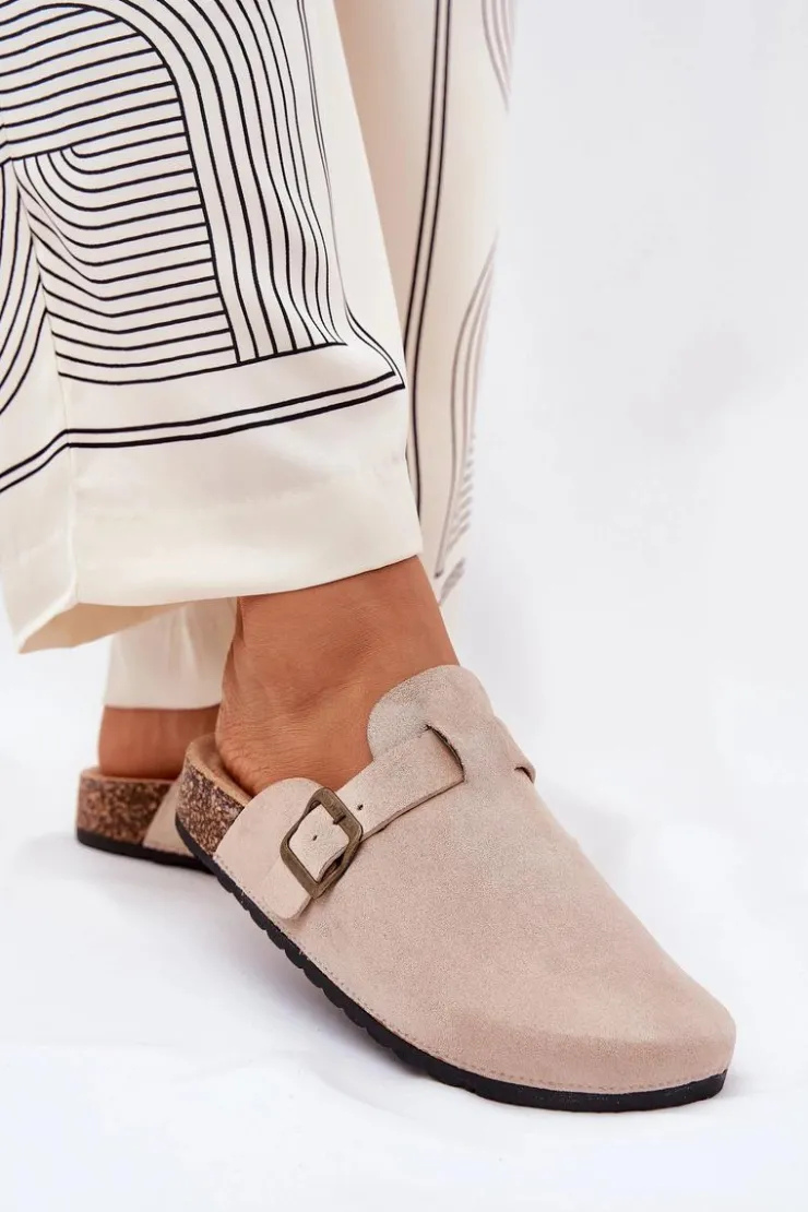 Damskie Boto Klapki ChodakI Damskie i Na Platformie Z Klamrą Beżowe Selio