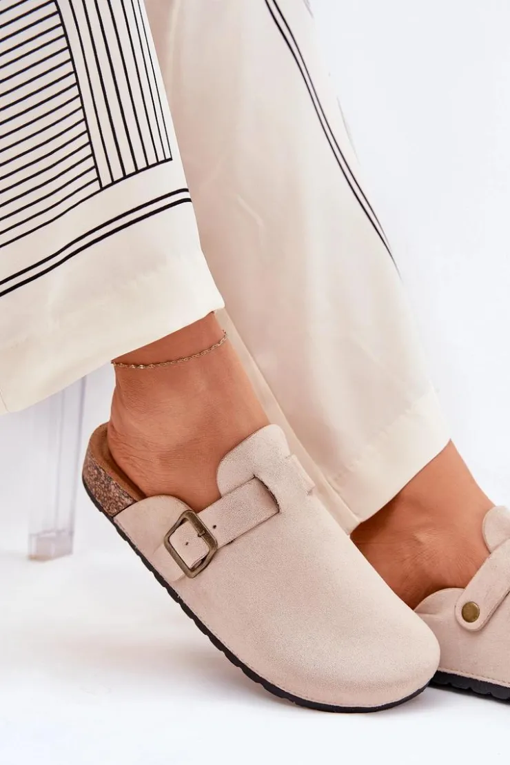 Damskie Boto Klapki ChodakI Damskie i Na Platformie Z Klamrą Beżowe Selio