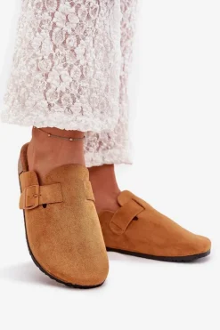 Damskie Boto Klapki Chodaki Damskie i Na Korkowej Platformie Z Klamrą Camel Klarae